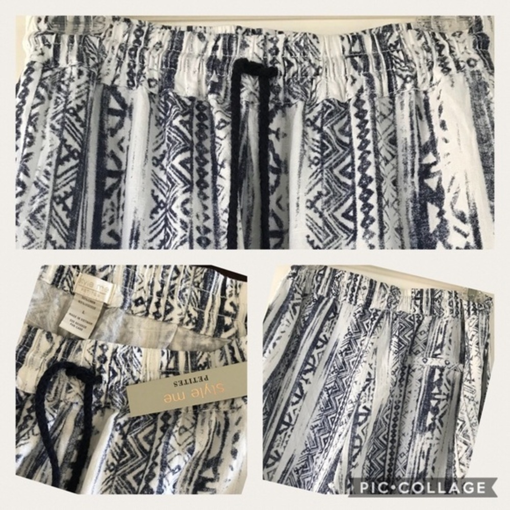 New Modern Drawstring Linen Cropped Pants - Picture 7 of 8